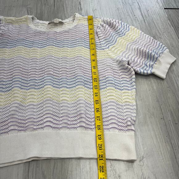 Loft Colorful Scallop Half Sleeve Dainty Feminine Rainbow Knit Sweater XL - Picture 9 of 9